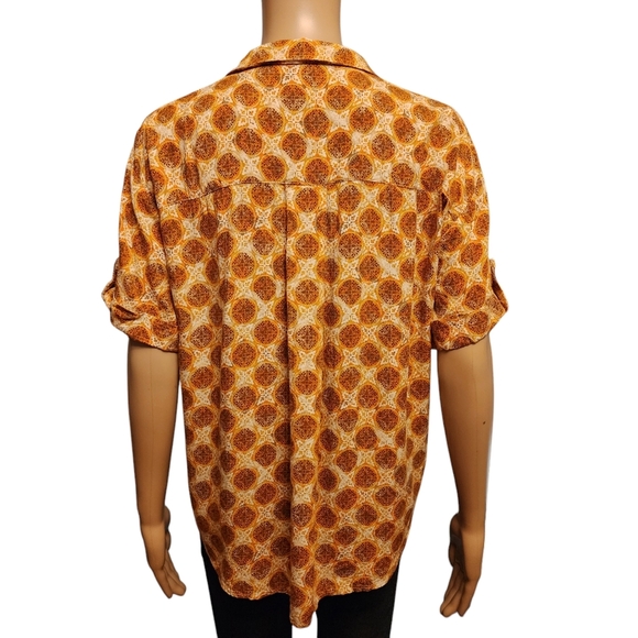 Jane + Dalancey Short Sleeve Retro Style Casual Button Down Shirt Size M - Picture 6 of 12